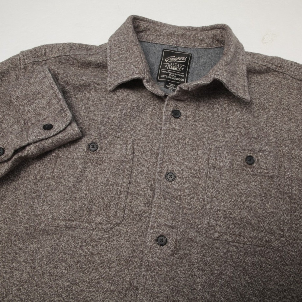 Grayers Heritage Flannel Shirt Mens XL Brown Heathered Cotton Button Down 3665